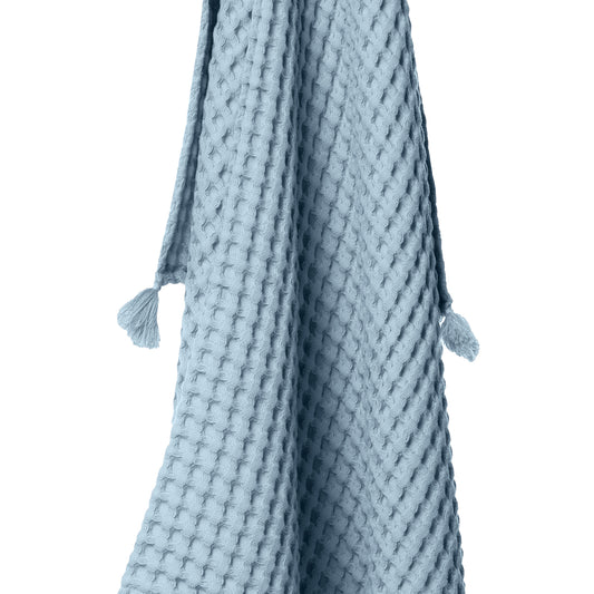 Baby-Waffeldecke aus 100 % Bio-Baumwolle – Blau – 90 x 120 cm
