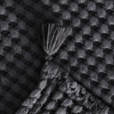 Double Waffle Patterned Quilted Bedspread, Anthracite, 200 x 220 cm