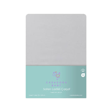 100% Cotton Satin Elastic Baby Sheet - Grey - 70x140 cm