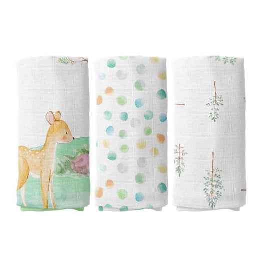 Arcadia 100% Bio-Baumwoll-Musselin-Deckenset (70x70 cm, 3-teilig)