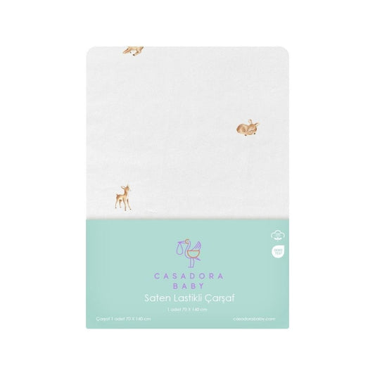 Gazelle 100% Cotton Satin Baby Fitted Sheet - 70x140 cm