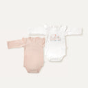 2'li %100 Organik Pamuk Bebek Fırfırlı Uzun Kollu Body Seti