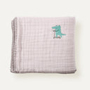 %100 Organik Pamuk Timsah Nakışlı Çoban Dikişli Müslin Battaniye 100 x 100 cm