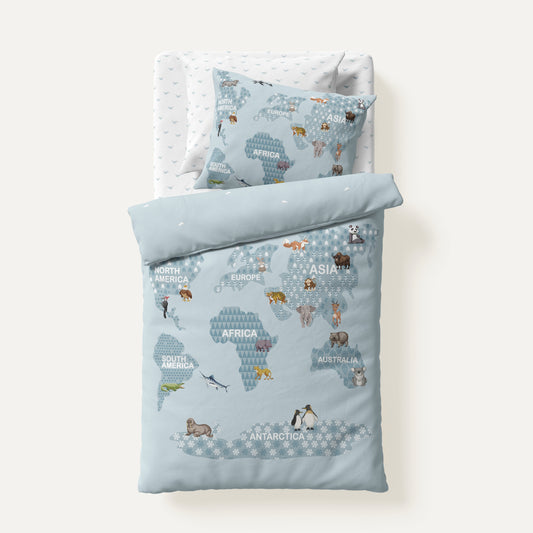 Maps 100% Organic Cotton Satin Baby Bedding Set