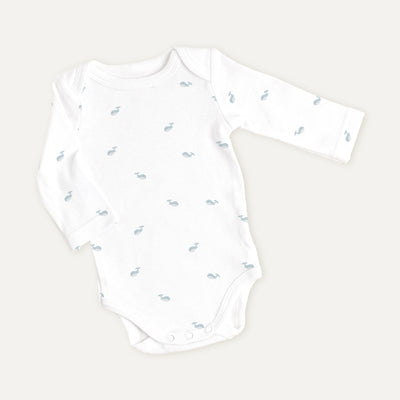 Aqua 100% Organic Cotton Long-Sleeve Baby Bodysuit