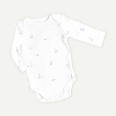 Dino 100% Organic Cotton Long-Sleeve Baby Bodysuit