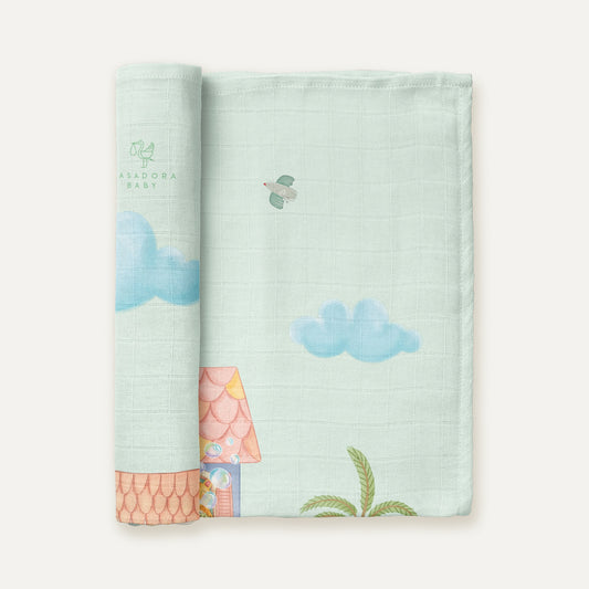 Dolce Villa %100 Organik Pamuk  Müslin Örtü - 100x100cm