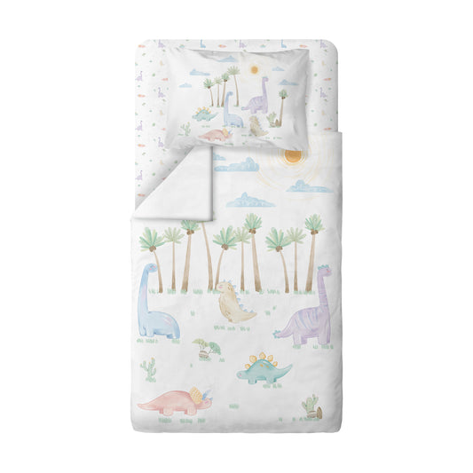 Dino 100% Organik Pamuk Saten Tek Kişilik Çocuk Nevresim Takımı