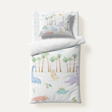 Dino 100% Organik Pamuk Saten Tek Kişilik Çocuk Nevresim Takımı