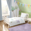 Dino-Bettbezug-Set für Einzelbett, 100 % Bio-Baumwollsatin