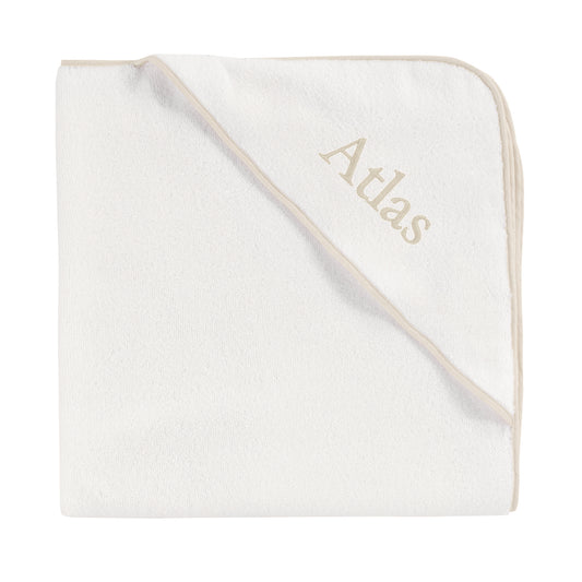 Bej Biyeli 100% Organik Pamuk-İsme Özel Nakışlı Bebek Havlu Kundak - 80x80cm