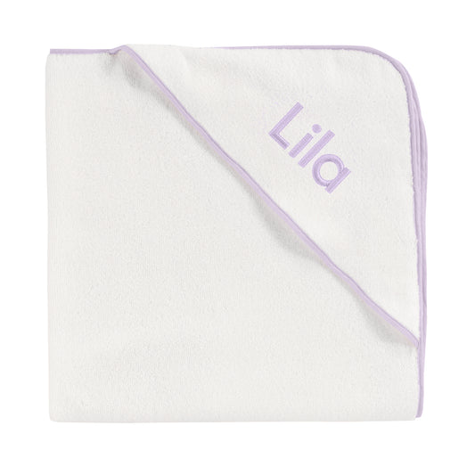 Lila Biyeli 100% Organik Pamuk-İsme Özel Nakışlı Bebek Havlu Kundak - 80x80cm