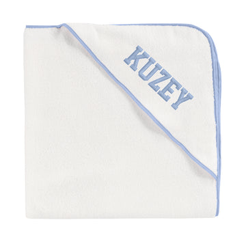 Mavi Biyeli 100% Organik Pamuk-İsme Özel Nakışlı Bebek Havlu Kundak - 80x80cm