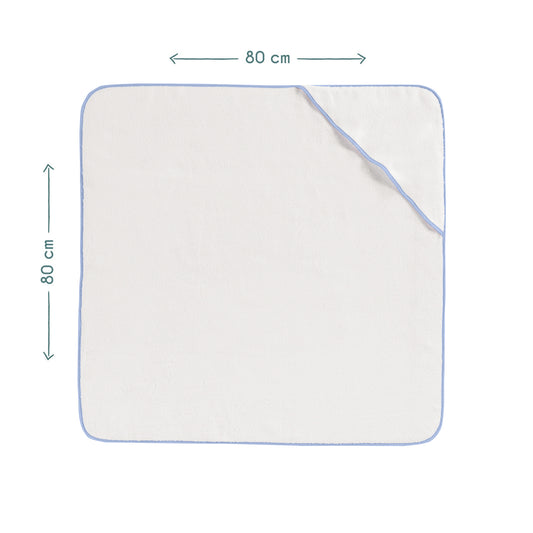 Mavi Biyeli 100% Organik Pamuk-İsme Özel Nakışlı Bebek Havlu Kundak - 80x80cm