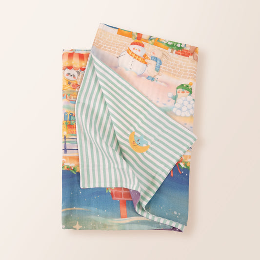 Little Wonderland %100 Organik Pamuk, Nakışlı Çift Taraflı Örtü - 100x100cm