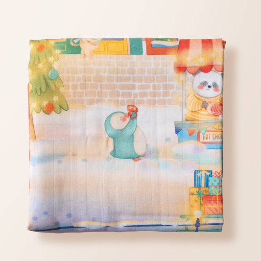 Little Wonderland %100 Organik Pamuk, Nakışlı Çift Taraflı Örtü - 100x100cm