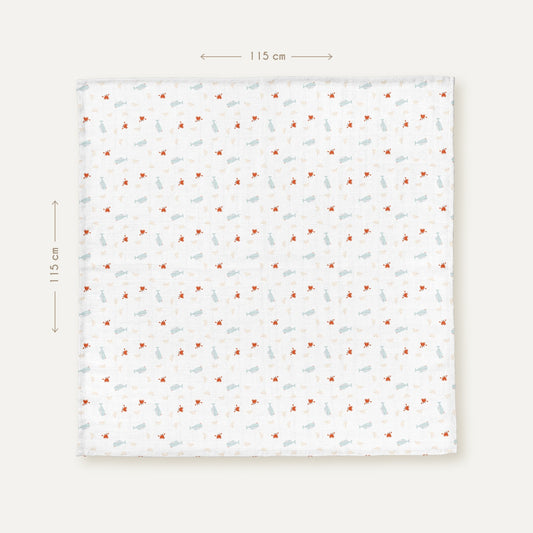 Boubou 100% Organic Cotton Washed Muslin Blanket - 115x115 cm
