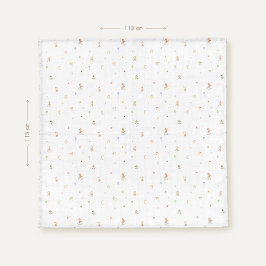 Circus %100 Organik  Pamuk Yıkanmış Müslin Örtü - 115x115 cm