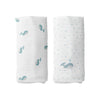 Aqua Embroidered 100% Cotton Muslin Blanket Set (90x90 cm 2-piece)