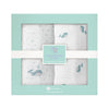 Aqua Embroidered 100% Cotton Muslin Blanket Set (90x90 cm 2-piece)
