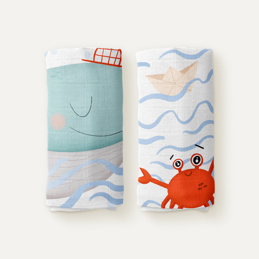 Boubou 100% Organik Pamuk Müslin Örtü Seti (90x90 cm 2'li)