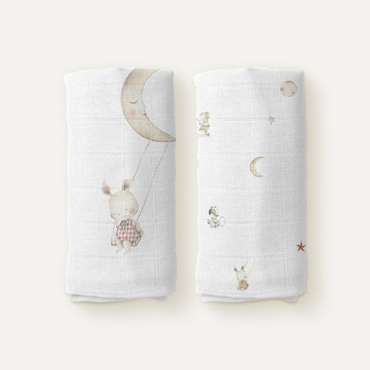 Circus %100 Organik Pamuk Müslin Örtü Seti (90x90cm 2'li)