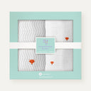 Cool Fox 100% Organic Cotton Embroidered Muslin Set of 2, 90 x 90 cm