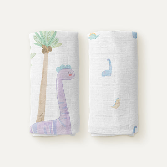 Dino %100 Organik Pamuk Müslin Örtü Seti (90x90cm 2'li)