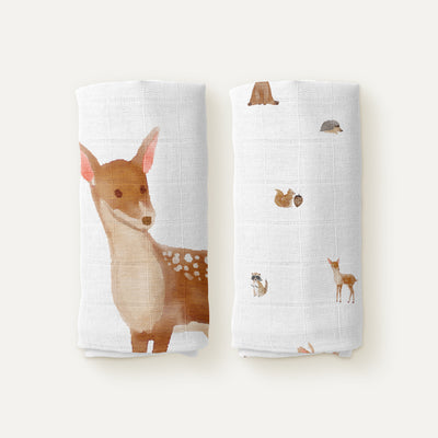 Forest Amigos 100% Organic Cotton Muslin 2-Piece Set 90 x 90 cm