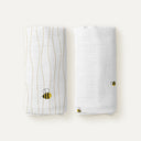 Happy Bee Nakışlı %100 Organik Pamuk 2'li Müslin Örtü Seti 90 x 90 cm