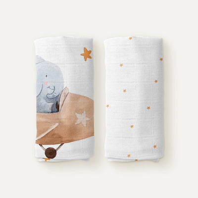 Happy Tony 100% Organic Cotton Muslin 2-Piece Set 90 x 90 cm