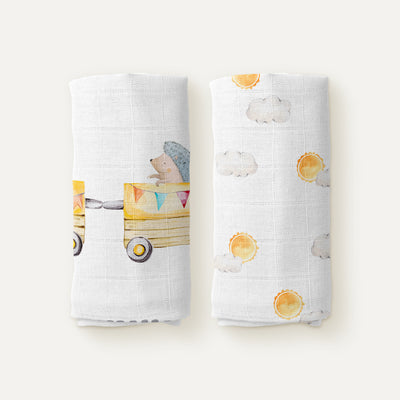 Loco Voyage 100% Organic Cotton Muslin 2-Piece Cover Set 90 x 90 cm