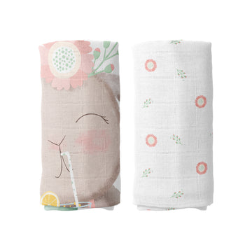 Loulou 100% Cotton Muslin Blanket Set (90x90 cm 2-piece)