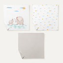 Oli %100 Organik Pamuk Yıkanmış Müslin 3'lü  Örtü Seti 55 x 55 cm