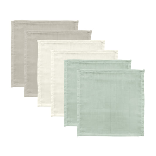 100% Cotton Muslin 5 Piece Mouth &amp; Shoulder Cloth Set - 20x20 Cm 5 Piece Set