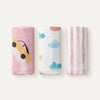 Happy Cars 100% Organic Cotton Muslin Blanket Set (70x70 cm, 3 Pieces)