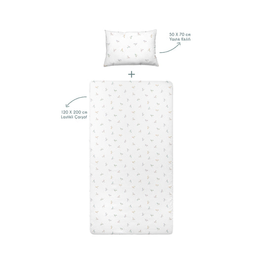 Astra %100 Organik Pamuk Saten Lastikli Çarşaf Seti 120x200cm + 50x70 cm