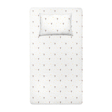 Koko 100% Cotton Satin Fitted Sheet Set - 140x200x30+50x70cm