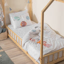 Space Planet White 100% Organic Cotton Single Children's Duvet Cover Set 100 x 200 cm