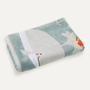 Whale Pattern Embroidered 100% Organic Cotton Velour Towel 70 x 140 cm