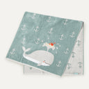 Whale Pattern Embroidered 100% Organic Cotton Velour Towel 70 x 140 cm