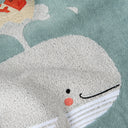 Whale Pattern Embroidered 100% Organic Cotton Velour Towel 70 x 140 cm