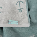 Whale Pattern Embroidered 100% Organic Cotton Velour Towel 70 x 140 cm