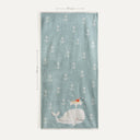 Whale Pattern Embroidered 100% Organic Cotton Velour Towel 70 x 140 cm