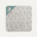 Whale Pattern Embroidered 100% Organic Cotton Velour Swaddle Towel 80 x 80 cm