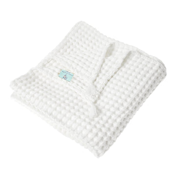 100% Cotton Baby Waffle Blanket - White - 90 x 120 cm