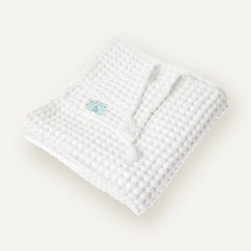 100% Organik Pamuk Tek Kişilik Waffle Pike Örtü - Beyaz - 160 x 220 cm