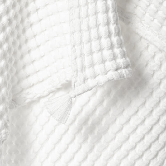 100% Organik Pamuk Bebek Waffle Pike Örtü - Beyaz - 90 x 120 cm