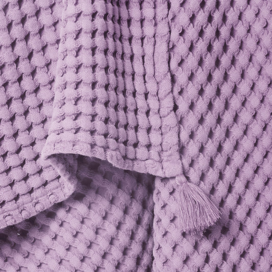 100% Organik Pamuk Tek Kişilik Waffle Pike Örtü - Lila - 160 x 220 cm