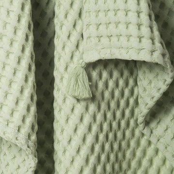 100% Organik Pamuk Tek Kişilik Waffle Pike Örtü - Mint - 160 x 220 cm
